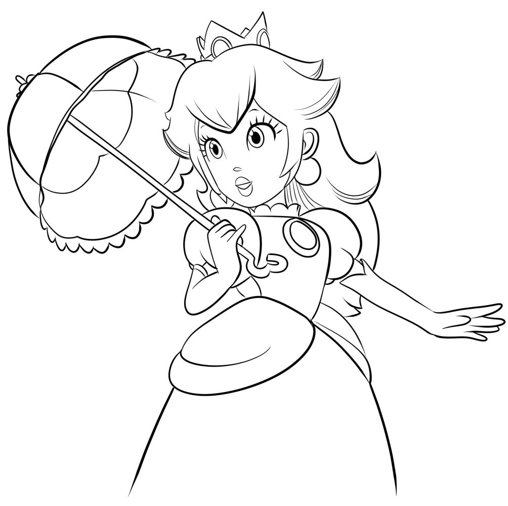 Disegno di Principessa Peach 03 di Super Mario Bros. da stampare e colorare