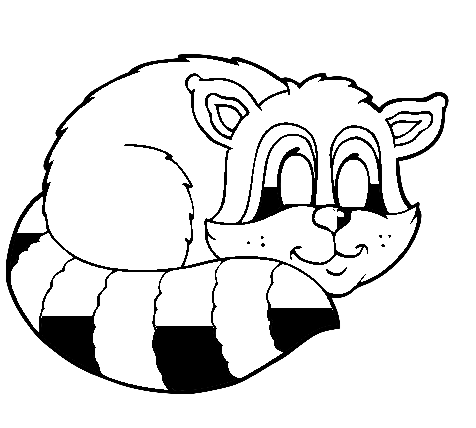 Coloring page of a raccoon