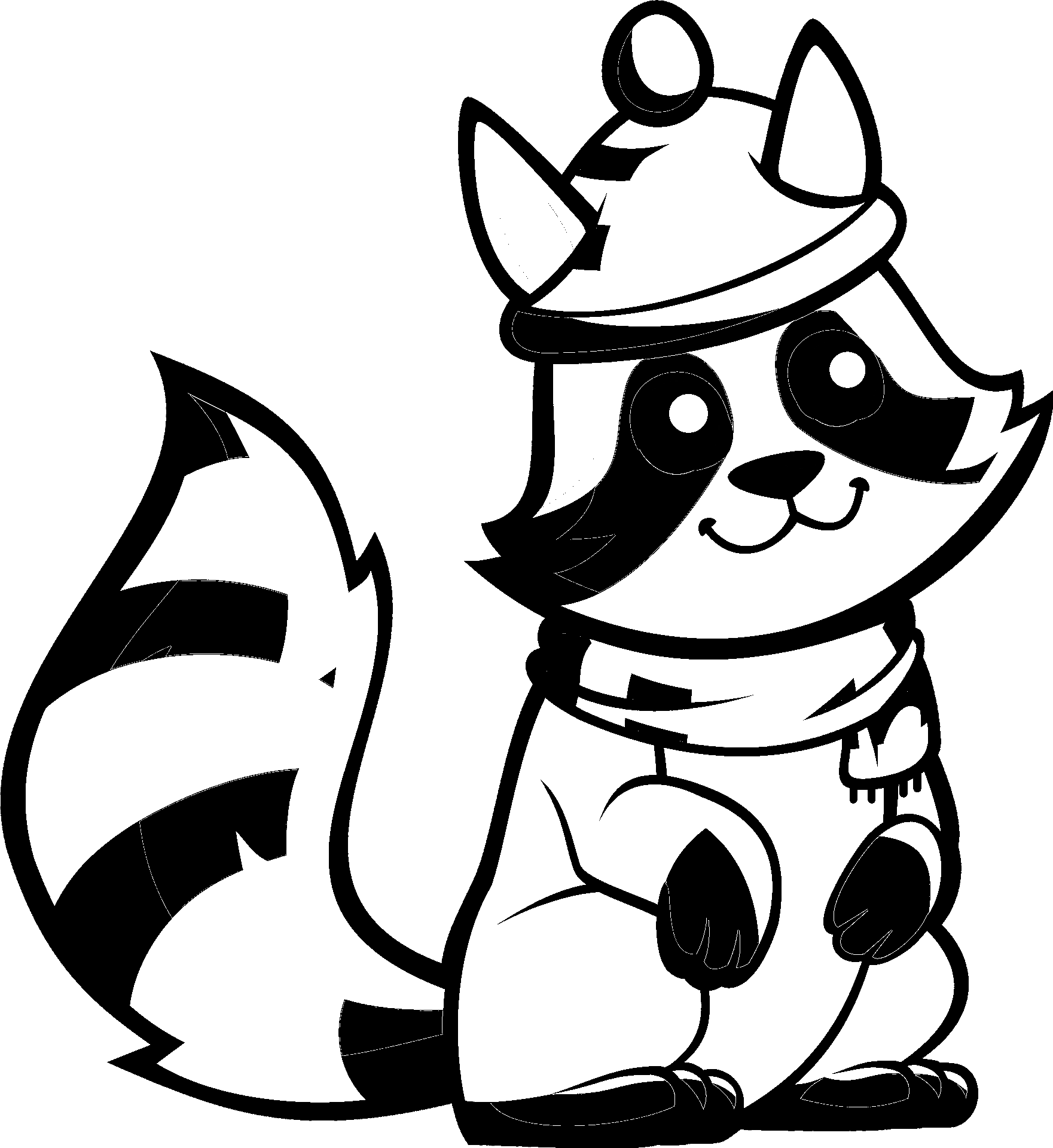 Coloring page of a raccoon