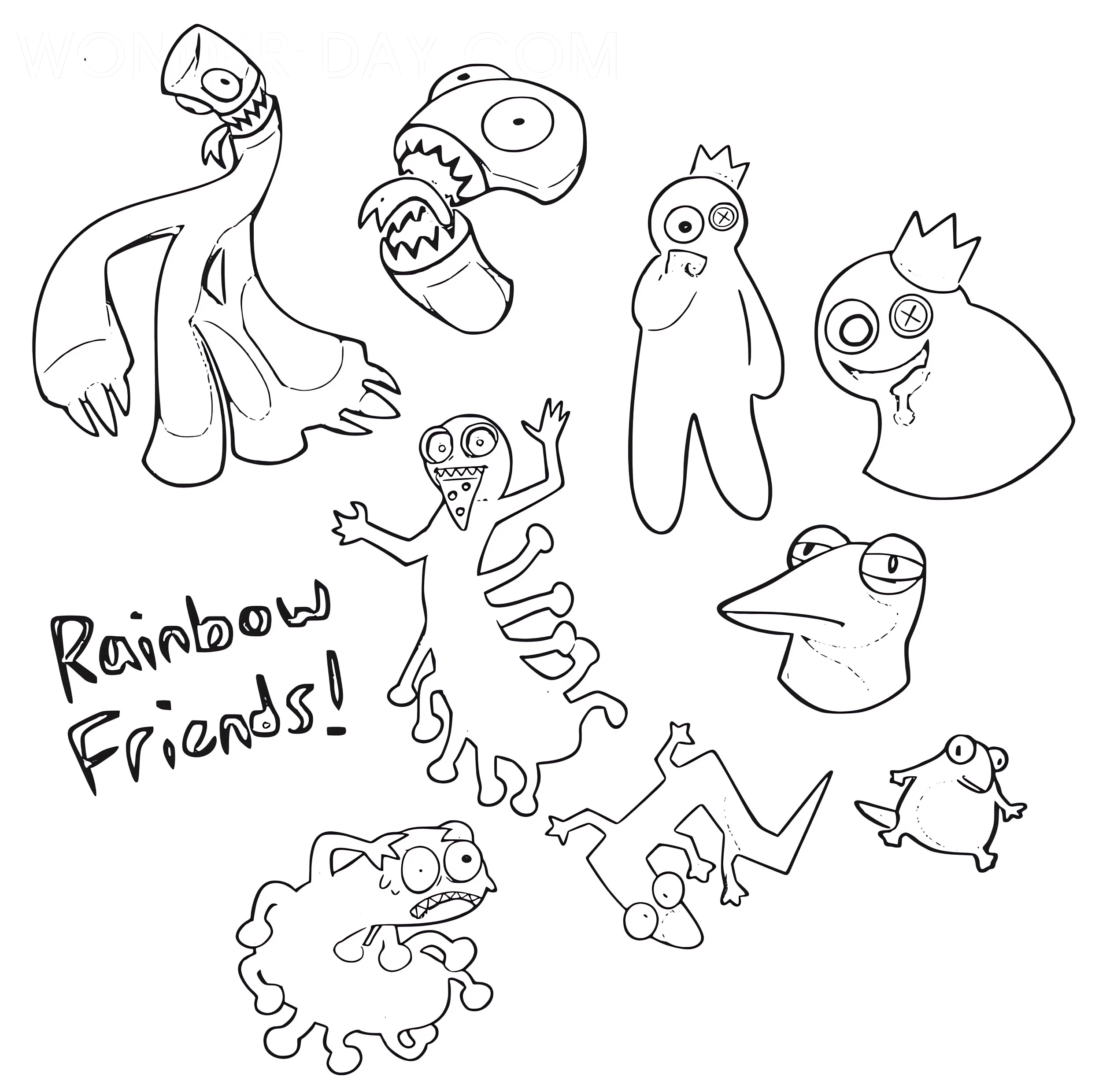 Rainbow Friends 20 tekening van Rainbow Friends om af te drukken en te kleuren