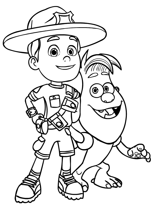 Ranger Rob and Stomper coloring page to print and color