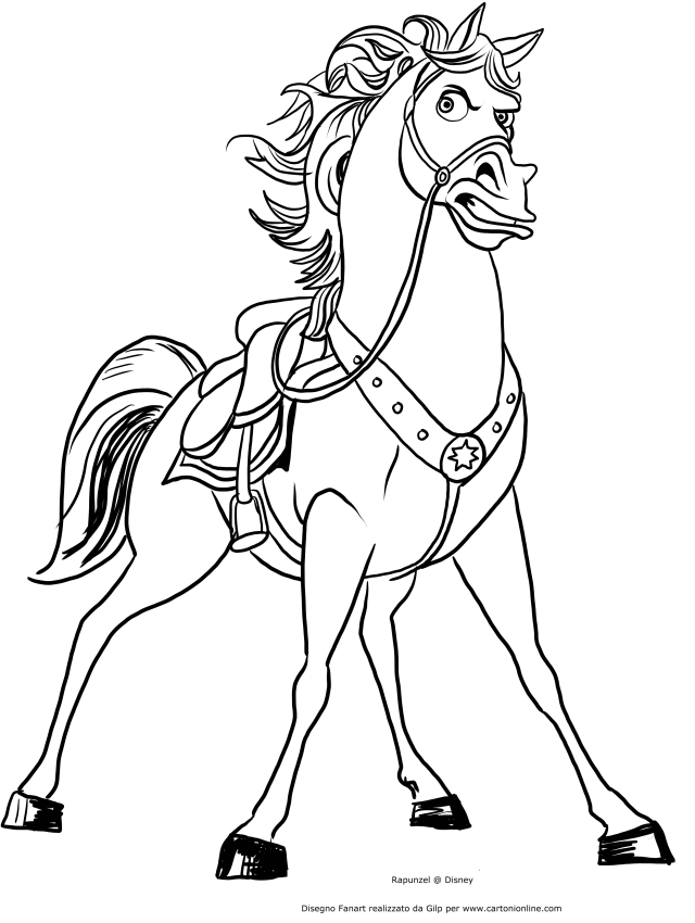 Drawing of Maximus the horse, furious to print and color