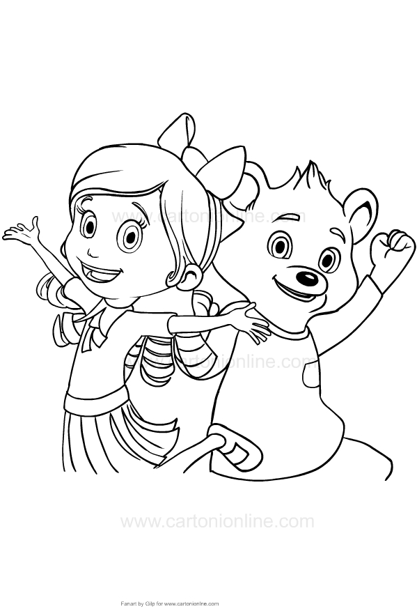 Goldilocks and Teddy Bear coloring page to print and color