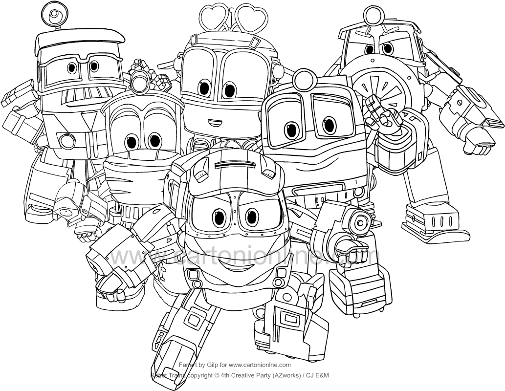 Robot Train dessine pour imprimer et colorier