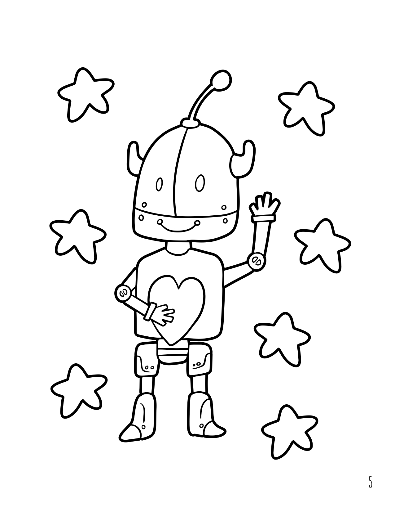 Tecknad stilrobot målarbok för barn