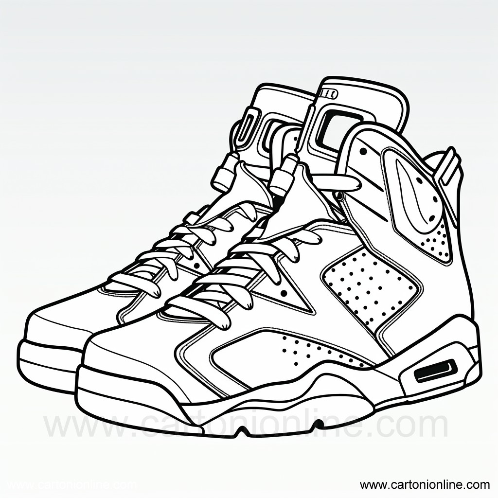Desenho 02 de sapatos Jordan Nike para imprimir e colorir