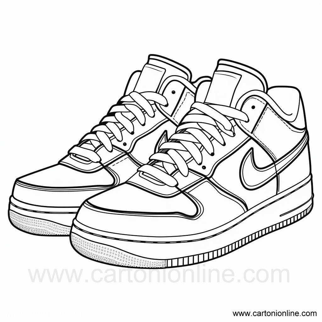 Dibujo 05 de Zapatos Jordan Nike para imprimir y colorear