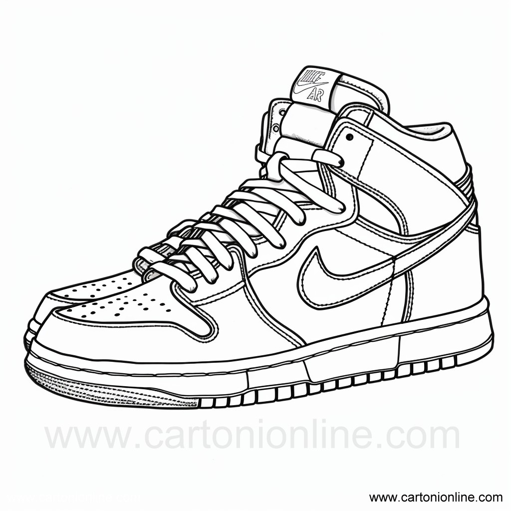 Dibujo 06 de Zapatos Jordan Nike para imprimir y colorear