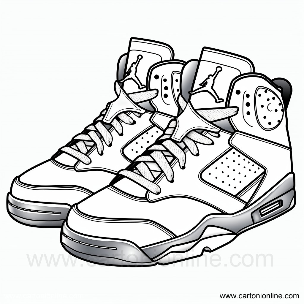 Dibujo 11 de Zapatos Jordan Nike para imprimir y colorear