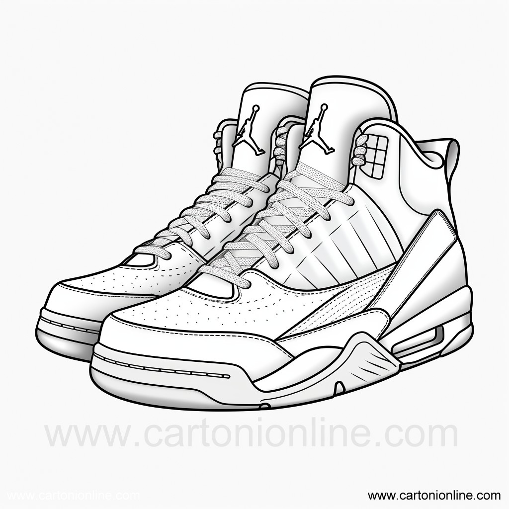 Dibujo 32 de Zapatos Jordan Nike para imprimir y colorear