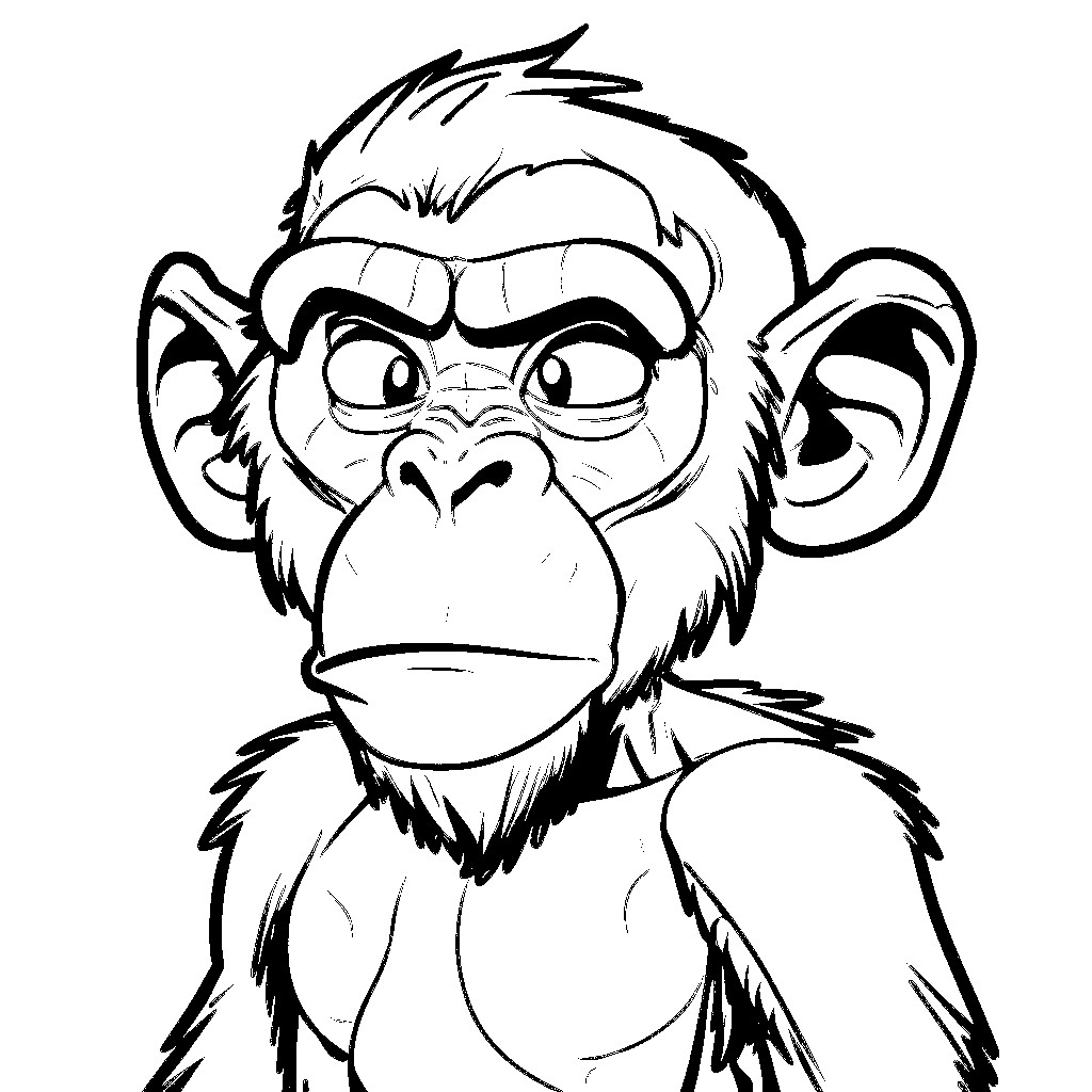 Disegno 03 di Scimpanz da stampare e colorare