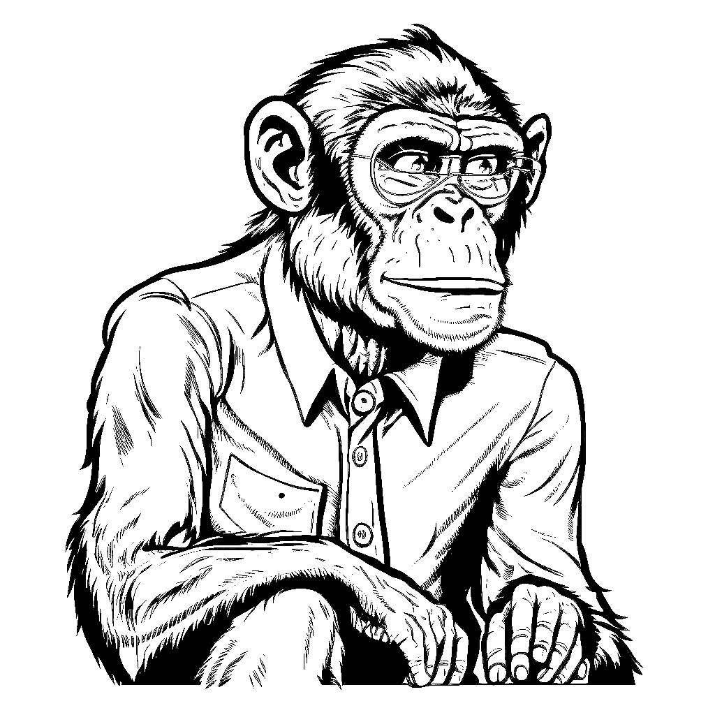 Disegno 04 di Scimpanz da stampare e colorare