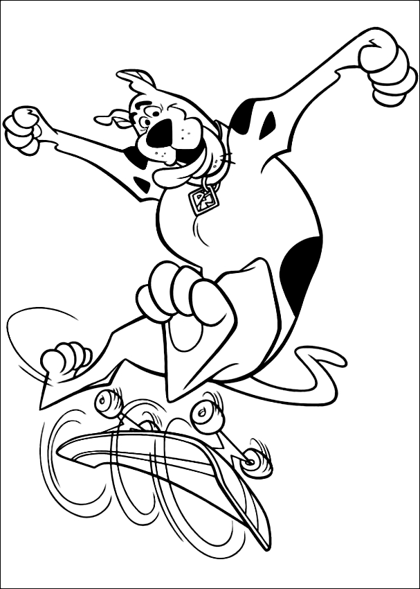 Disegno di Scooby-Doo sullo skate da stampare e colorare