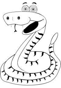 Coloring page of a cartoon style snake