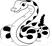 Pagina de colorat a unui șarpe în stil desen animat