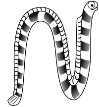 Farvelægningsside af en slange i tegneseriestil