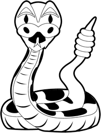 Farvelægningsside af en slange i tegneseriestil