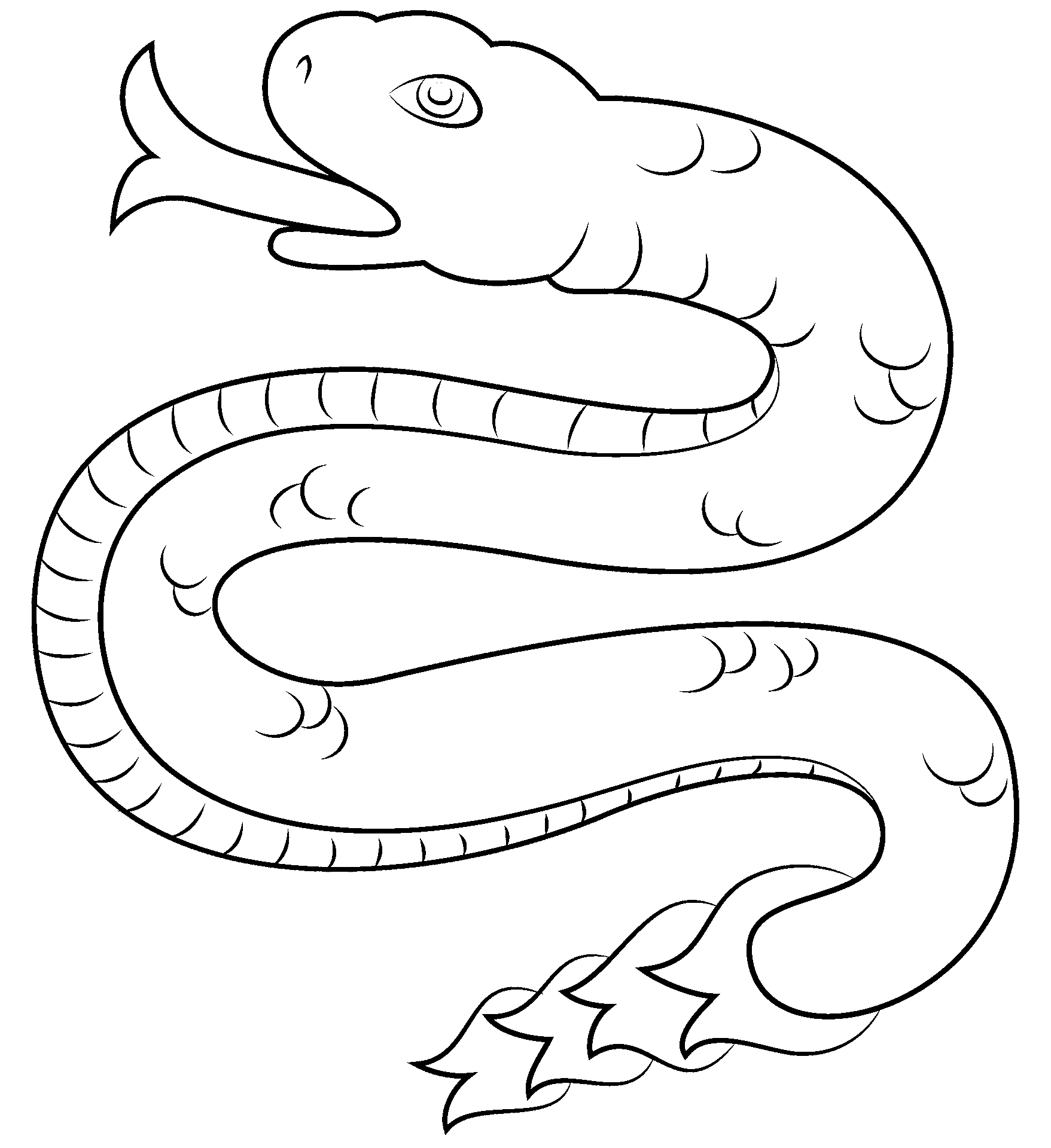 Página para colorear de una serpiente de estilo de dibujos animados