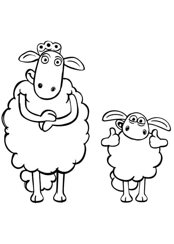 Tekening Timmy en moeder schapen van het leven van Shaun schapen om af te drukken en te kleuren