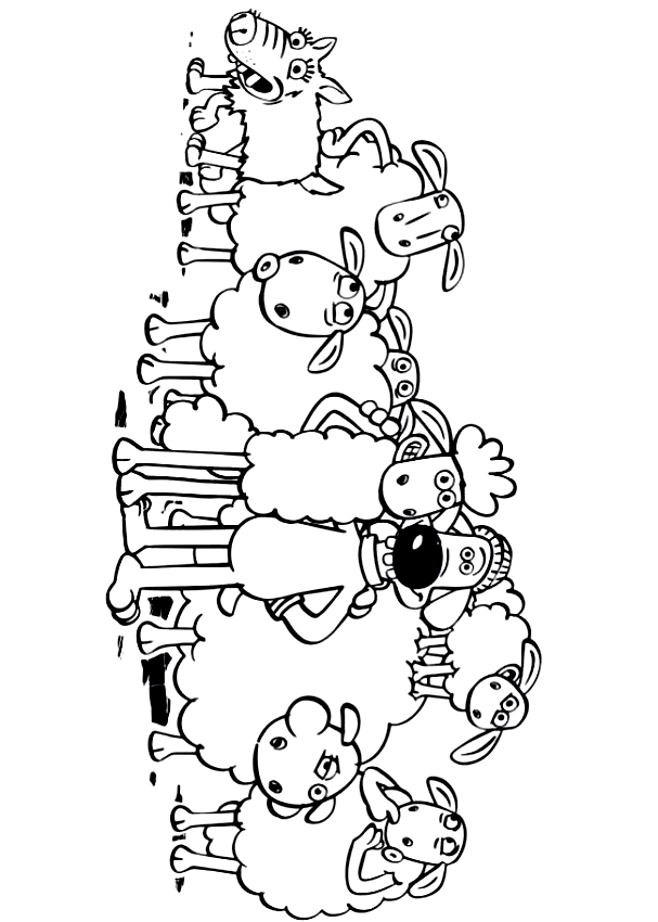 Disegno di Shaun, Bitzer e le pecore da stampare e colorare