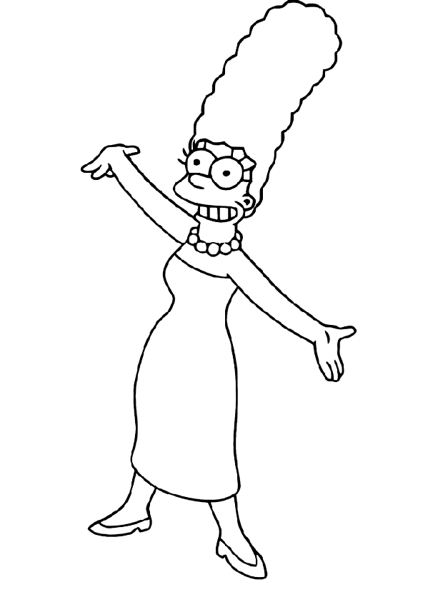 Marge Simpson kleurplaat om af te drukken en te kleuren