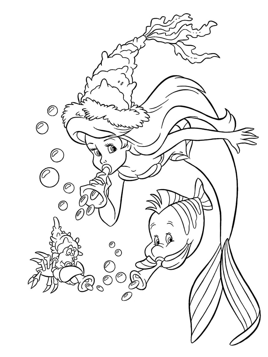 Ausmalbilder Ariel 02 von die Meerjungfrau zum Drucken und Frben