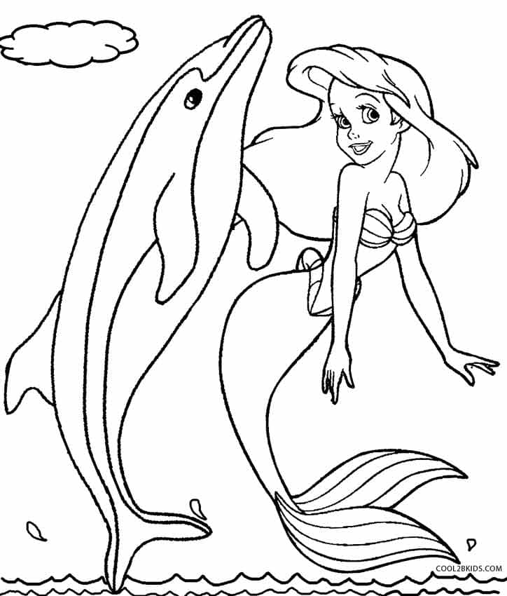 Dibujo de Ariel 08 de La sirenita para imprimir y colorear
