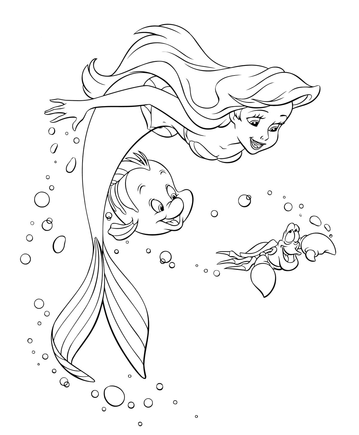 Dibujo de Ariel 14 de La sirenita para imprimir y colorear