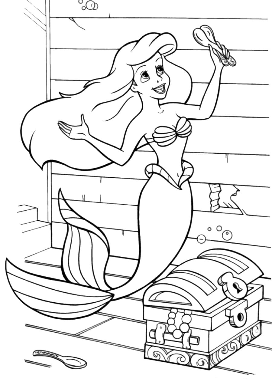 Dibujo de Ariel 15 de La sirenita para imprimir y colorear