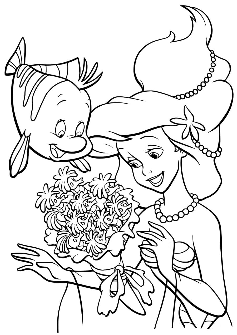Dibujo de Ariel 17 de La Sirenita para imprimir y colorear