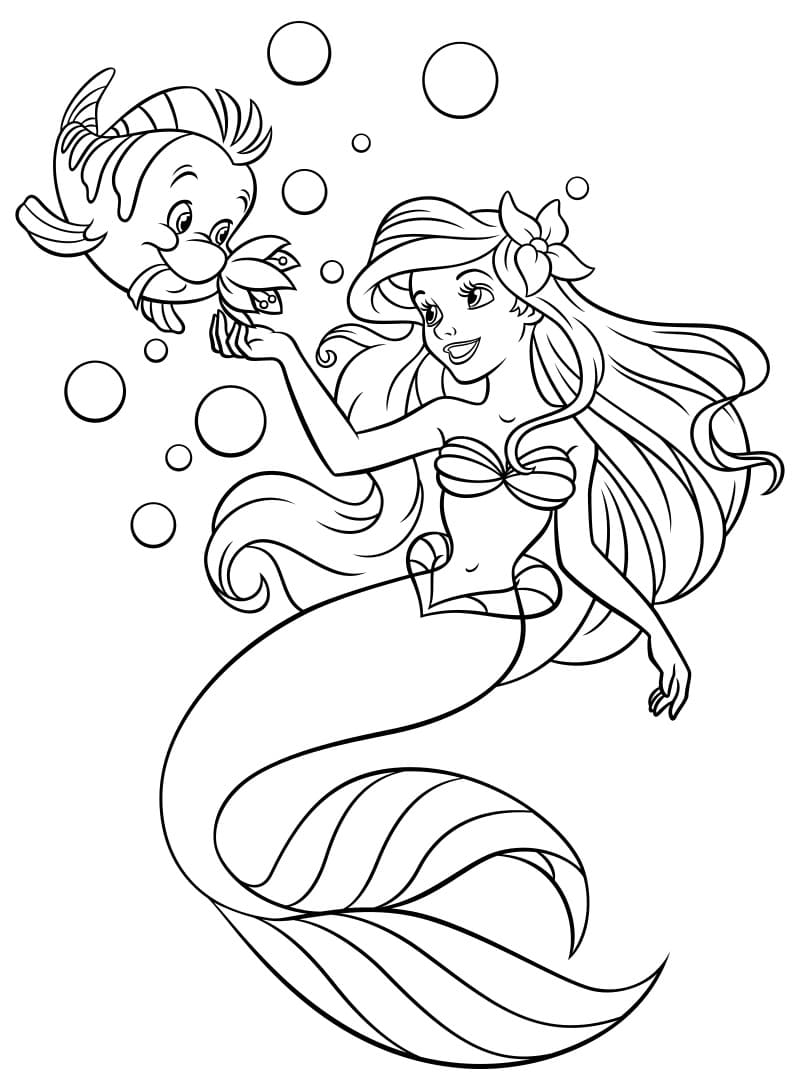 Dibujo de Ariel 18 de La sirenita para imprimir y colorear