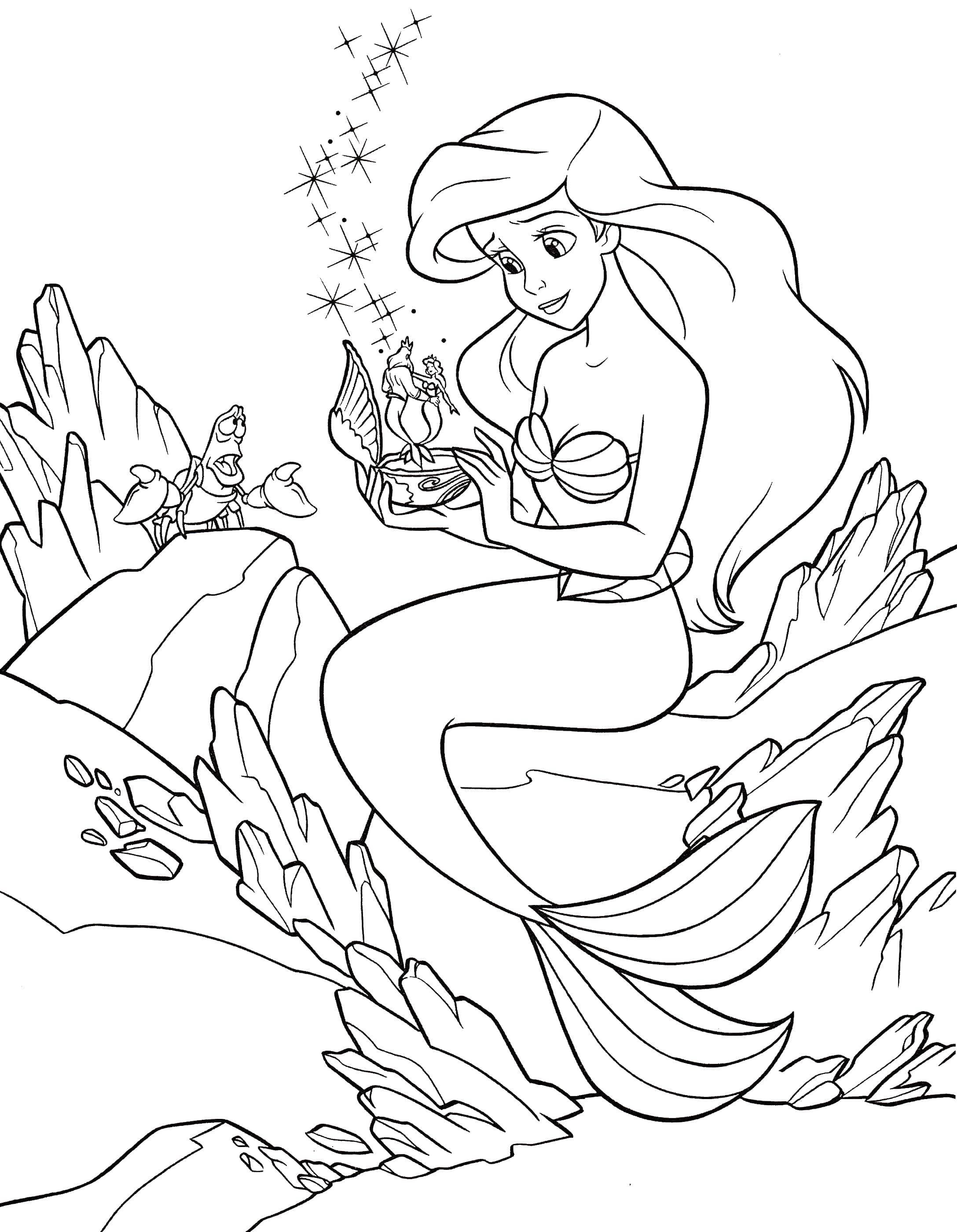 Dibujo de Ariel 22 de La sirenita para imprimir y colorear
