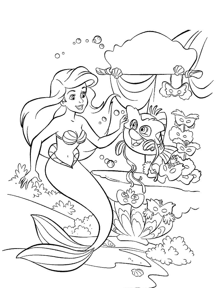 Dibujo de Ariel 24 de La sirenita para imprimir y colorear