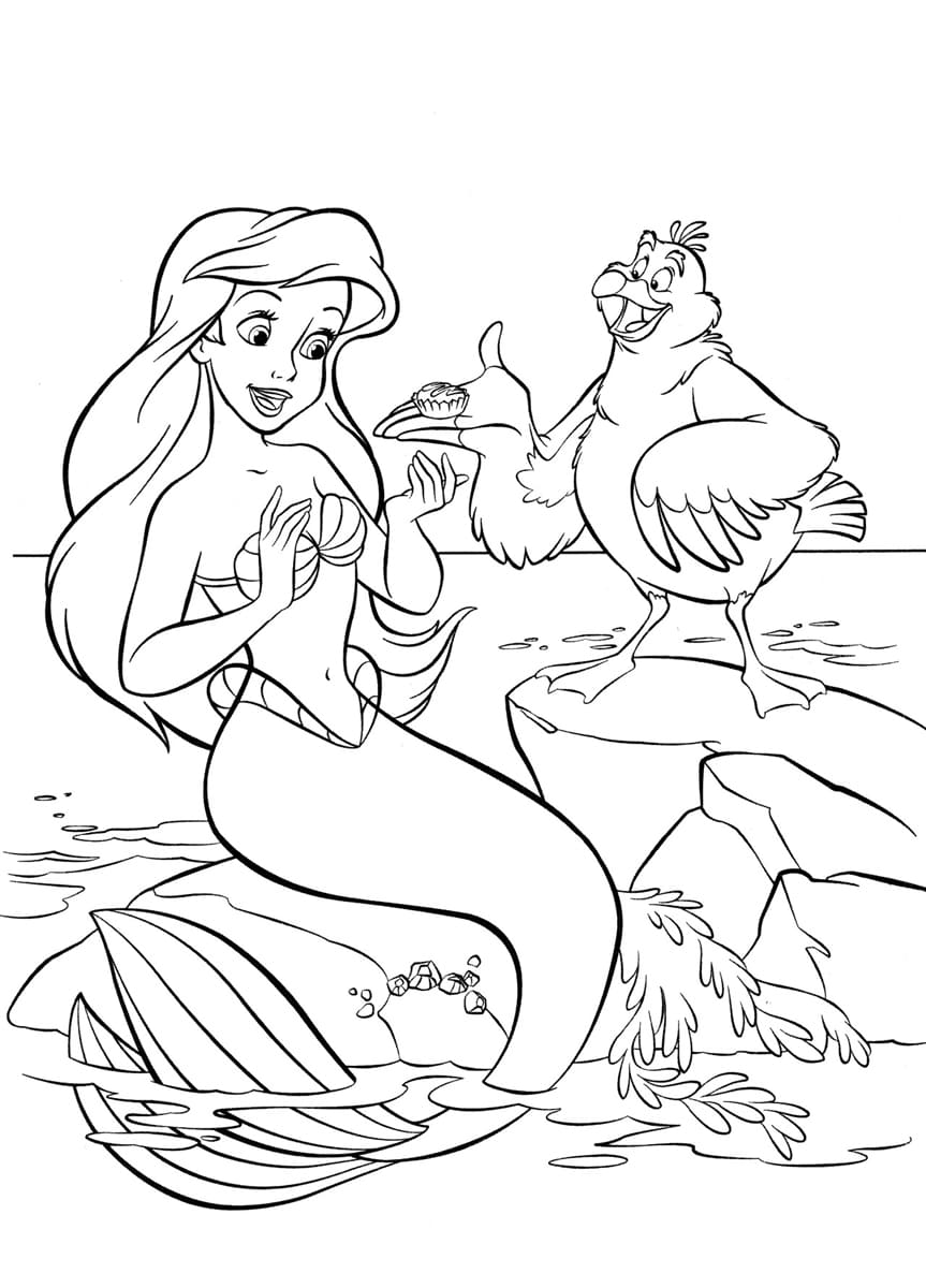 Dibujo de Ariel 25 de La sirenita para imprimir y colorear