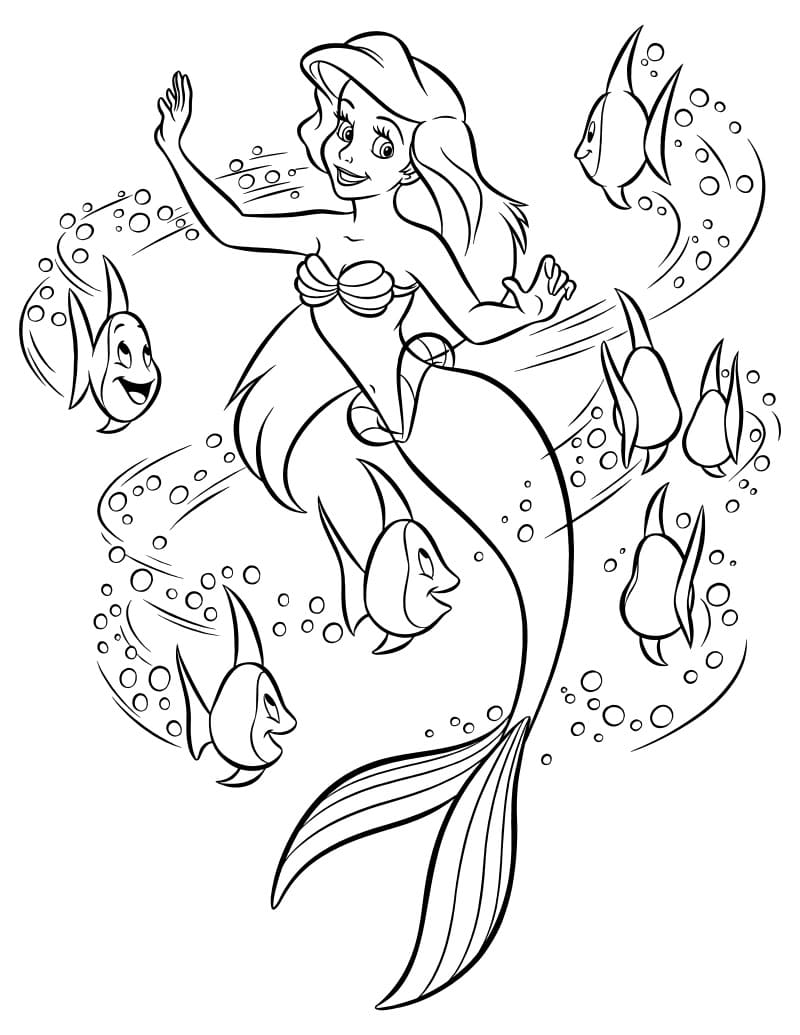 Dibujo de Ariel 28 de La sirenita para imprimir y colorear