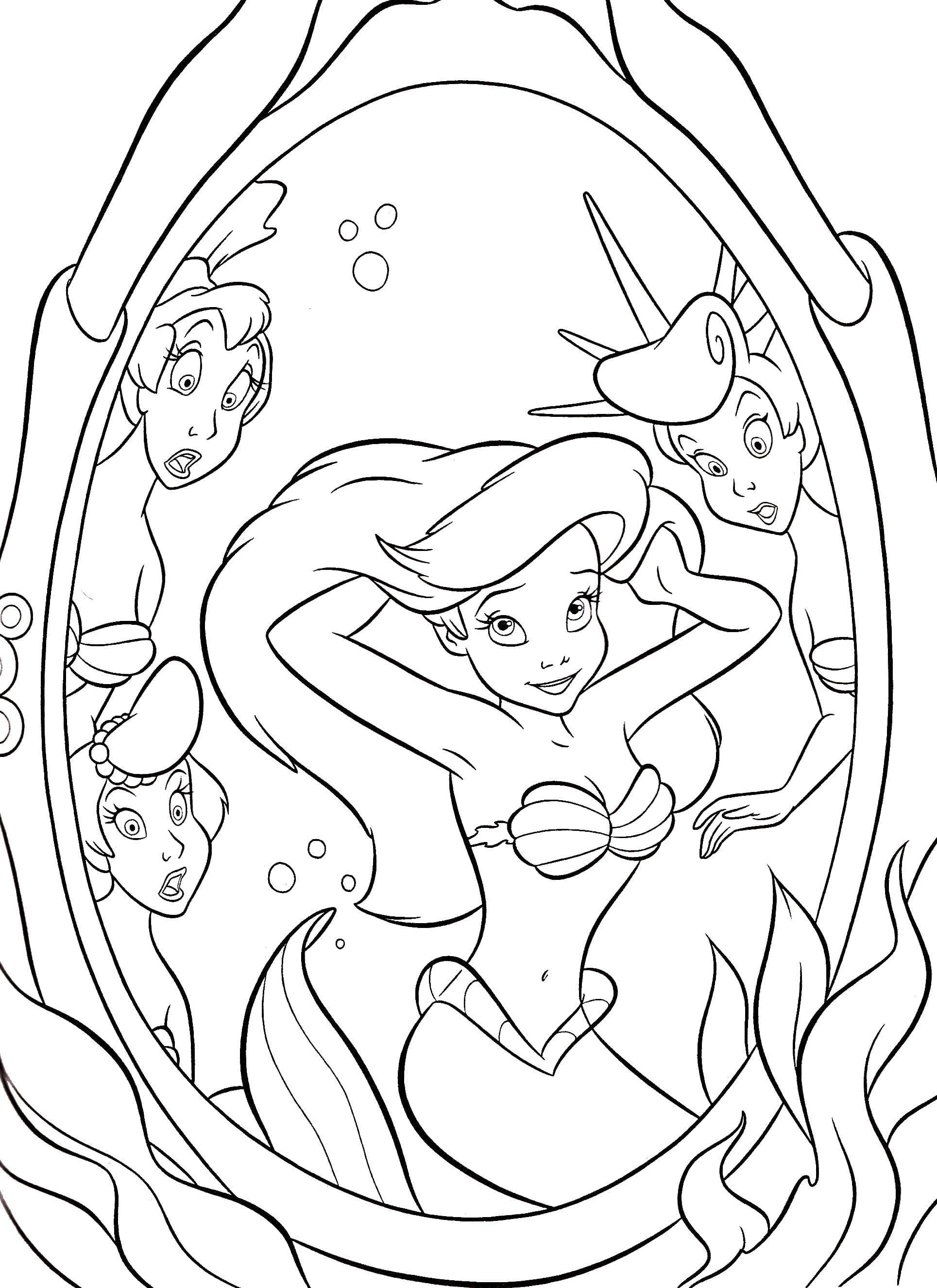 Dibujo de Ariel 32 de La sirenita para imprimir y colorear