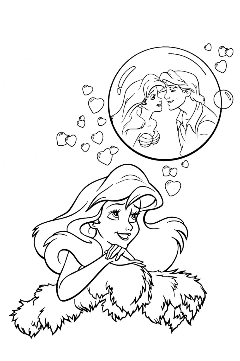 Dibujo de Ariel 36 de La sirenita para imprimir y colorear