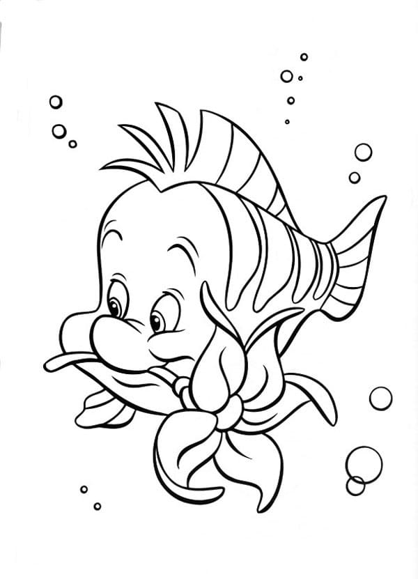 Dibujo de Platija de La Sirenita para imprimir y colorear