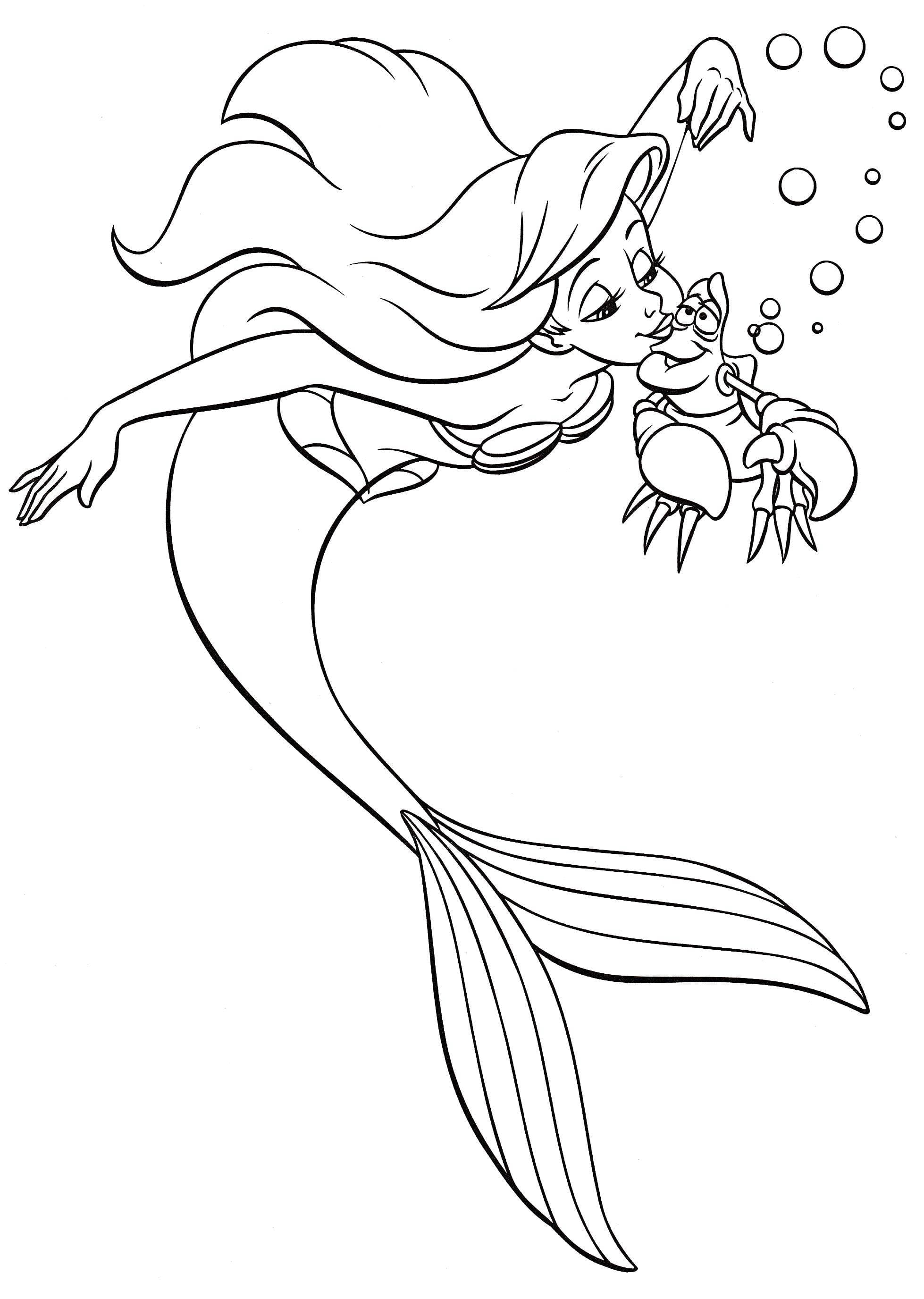 Dibujo de Ariel 50 de La sirenita para imprimir y colorear