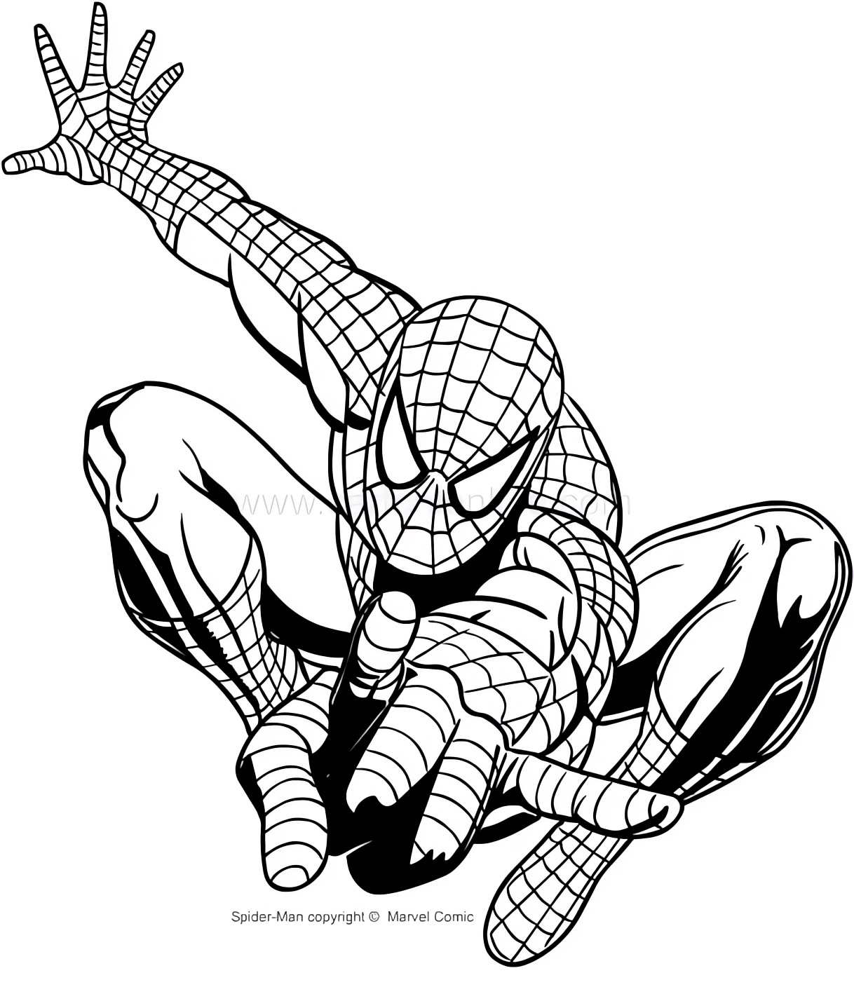 Disegno di Spider-man che spara le ragnatele da stampare e colorare 