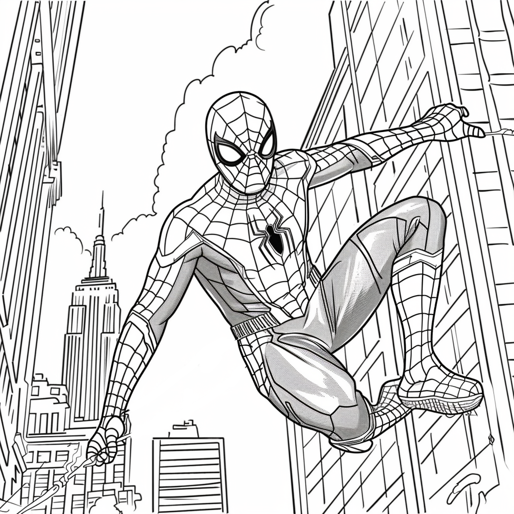 Dibujo 04 de Spider-Man para imprimir y colorear