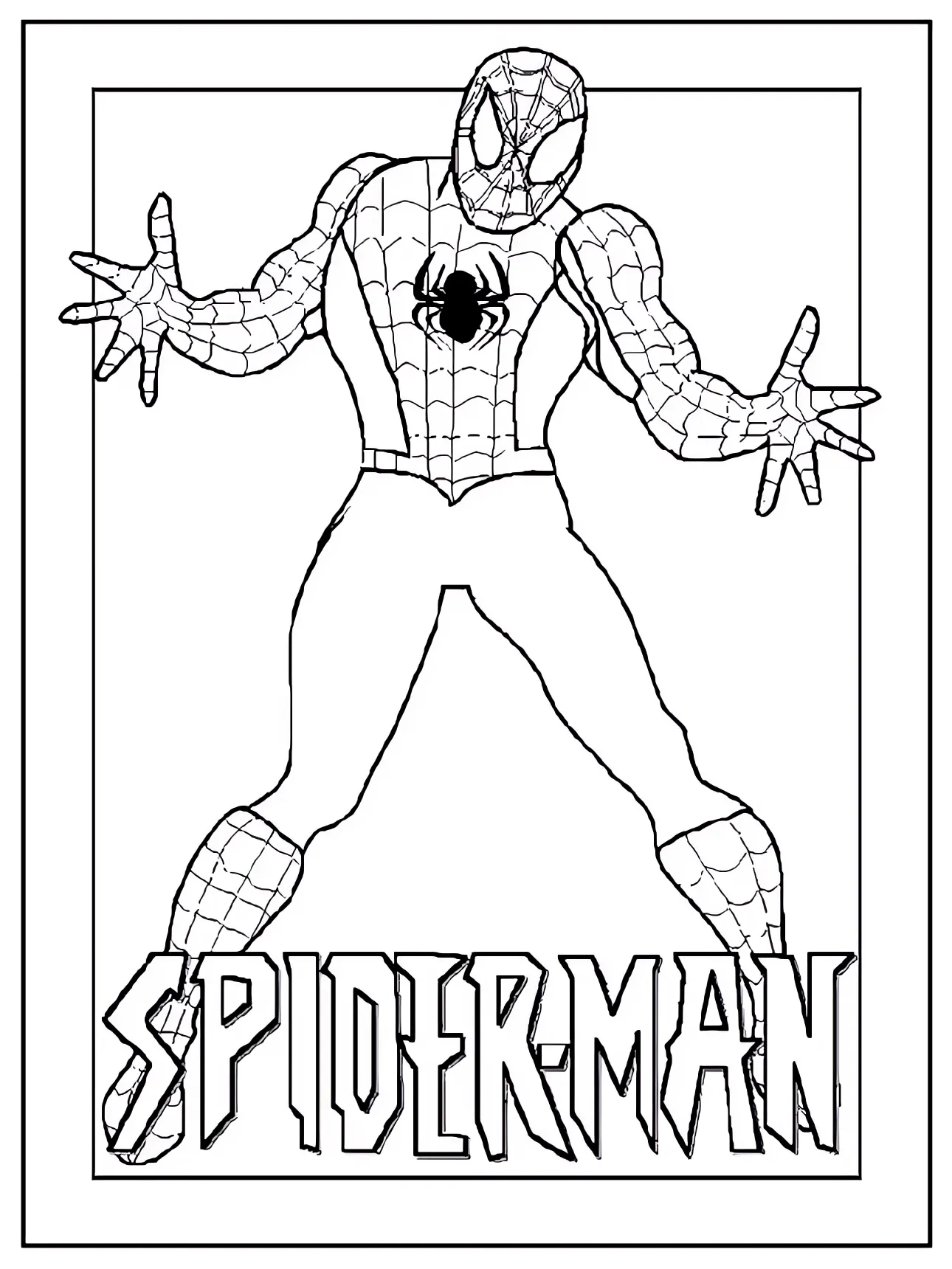 Disegno di Spiderman a figura intera da stampare e colorare 