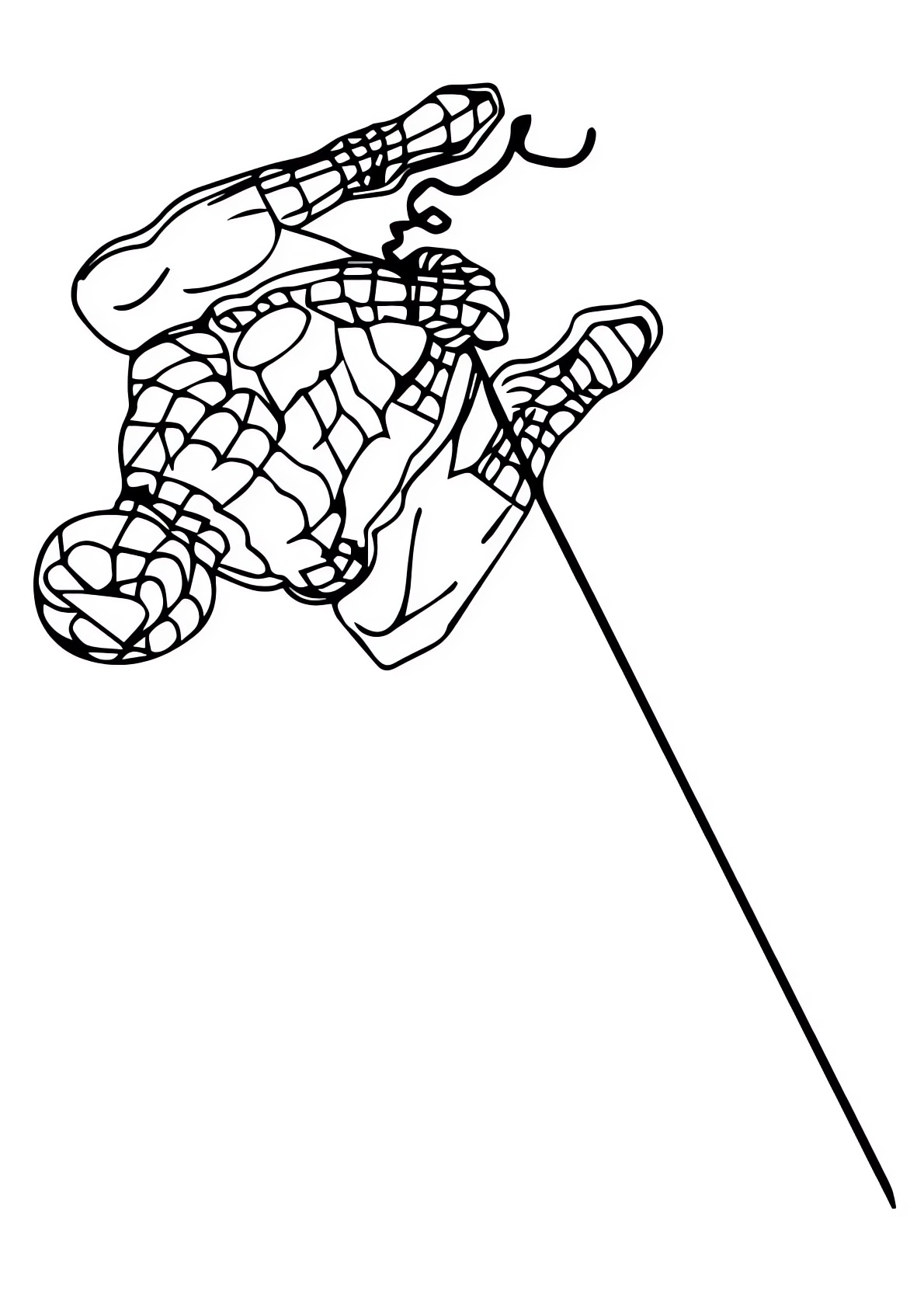 Disegno di Spiderman che dondola sulla ragnatela da stampare e colorare 