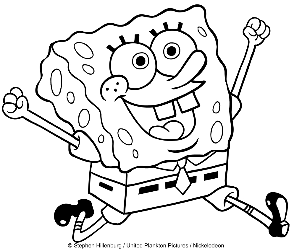 Disegno di Spongebob che corre da stampare e colorare 