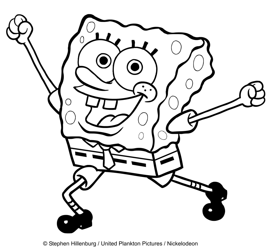 Disegno di Spongebob felice da stampare e colorare 