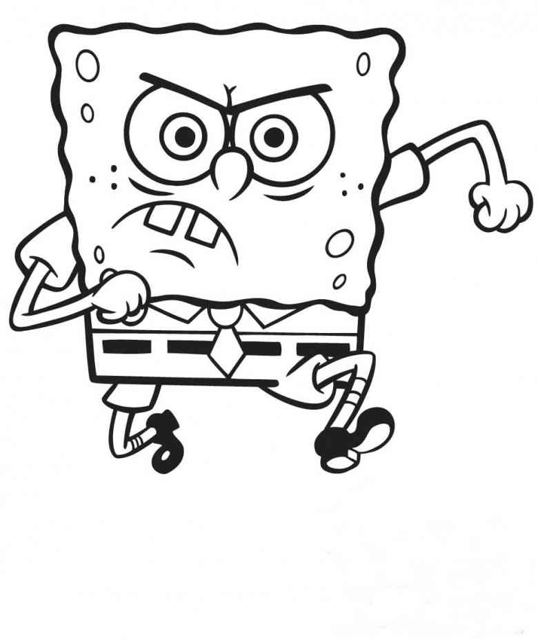 Disegno di Spongebob arrabbiato da stampare e colorare 