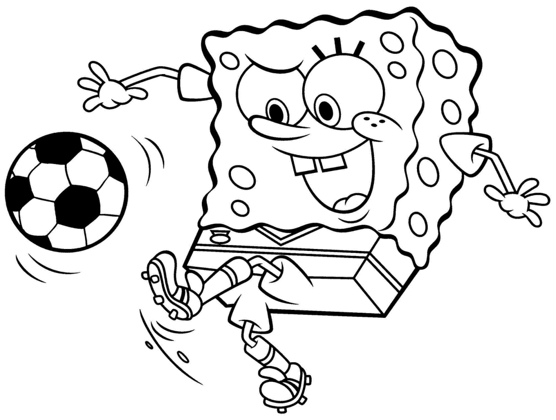 Disegno di Spongebob calciatore da stampare e colorare 