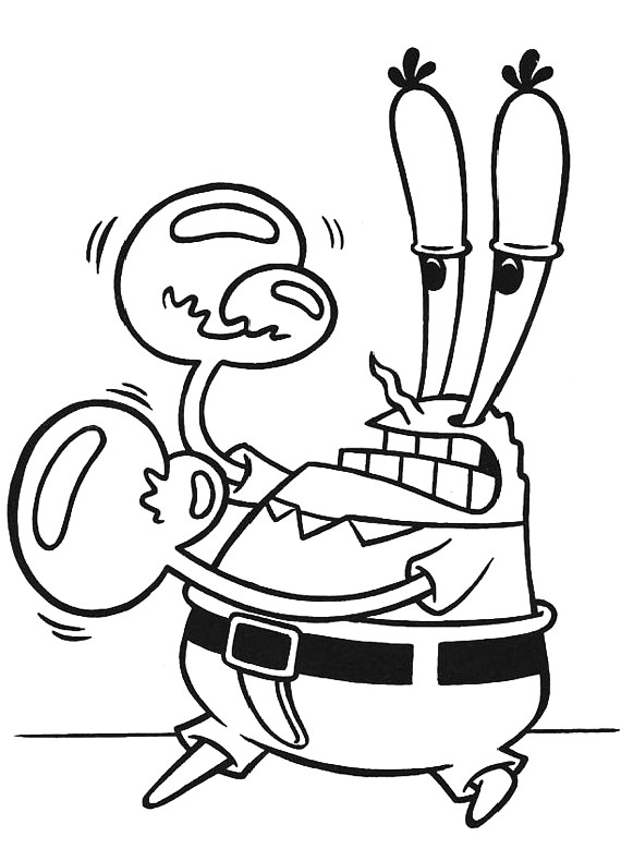 Dibujo de Bóxer de Mr. Krabs para imprimir y colorear