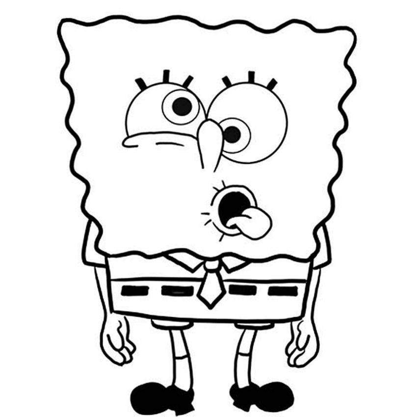 Desen de Spongebob realizând o față pentru a imprima și a colora