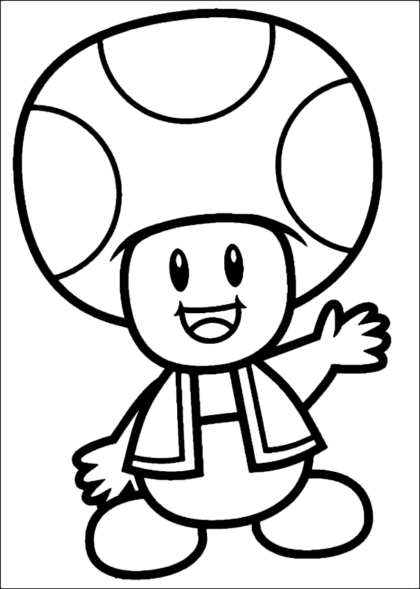 Super Mario mushroom Toad coloring page to print and color
